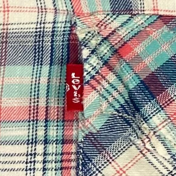Levi's Blue and Red Plaid Casual Button Down Shirt - Picture 4 of 12